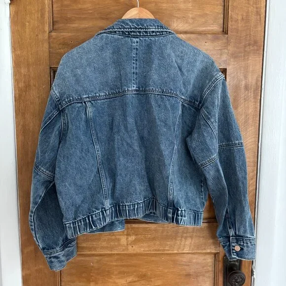 NWT! Scotch & Soda Cropped Bomber Jean Jacket - XL - Picture 7 of 8